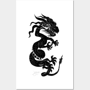 Black Dragon White Style Posters and Art